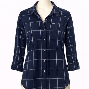 Navy Blue Checkered women’s Shirt